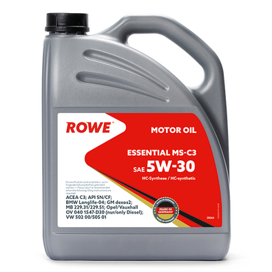 Масло моторное ROWE ESSENTIAL SAE 5W-30 MS-C3 5L Масло моторное ROWE ESSENTIAL SAE 5W-30 MS-C3 5L